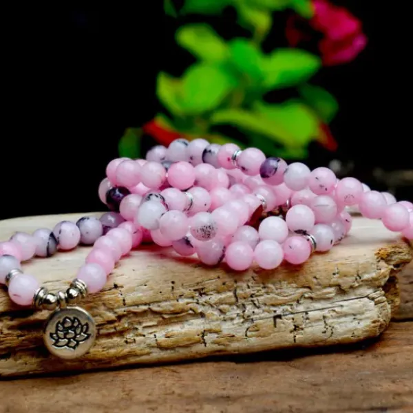 The TwoSisters Kettingen|Buddhist Malas-Rozen Quartz Mala