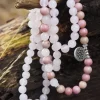 The TwoSisters Kettingen|Buddhist Malas-RozenQuartz, Rhodoniet Mala