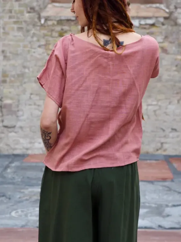 The TwoSisters Tops|Nomad Chic Collectie-Savanna T-shirt Oude Roze