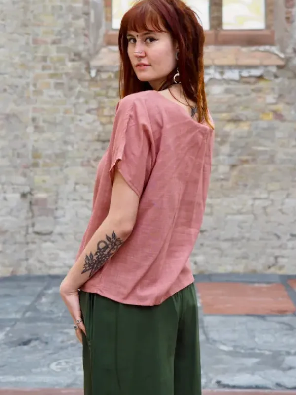 The TwoSisters Tops|Nomad Chic Collectie-Savanna T-shirt Oude Roze