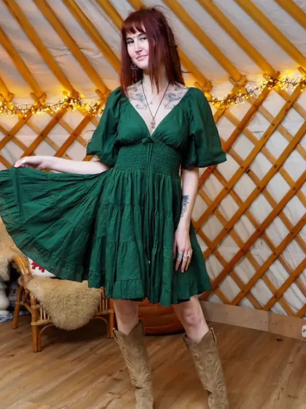 The TwoSisters Gypsy|Zomer-Tara Jurk Kort Groen