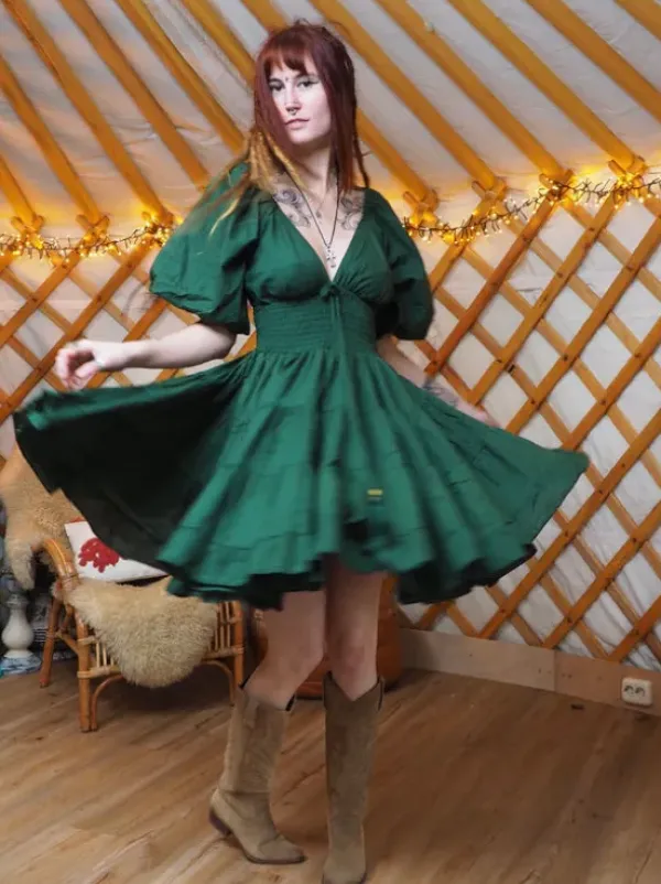 The TwoSisters Gypsy|Zomer-Tara Jurk Kort Groen