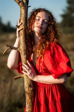 The TwoSisters Gypsy|Zomer-Tara Jurk Kort Knalrood