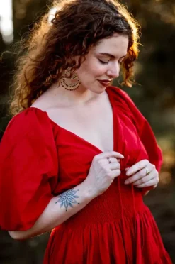The TwoSisters Gypsy|Zomer-Tara Jurk Kort Knalrood