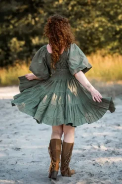 The TwoSisters Gypsy|Zomer-Tara Jurk Kort Mosgroen