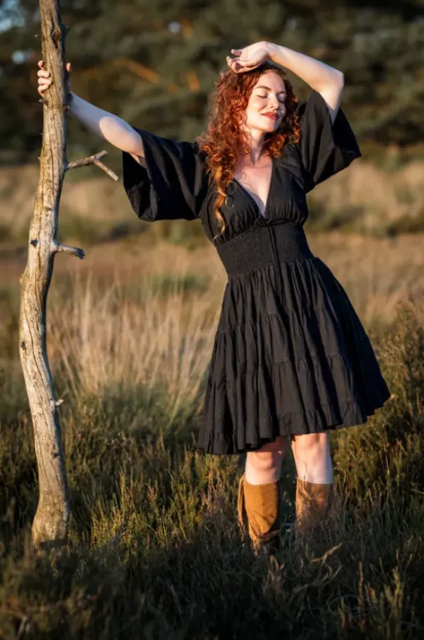 The TwoSisters Gypsy|Zomer-Tara Jurk Kort Zwart