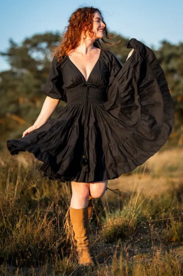 The TwoSisters Gypsy|Zomer-Tara Jurk Kort Zwart