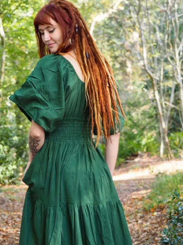 The TwoSisters Gypsy|Zomer-Tara Jurk Lang Groen