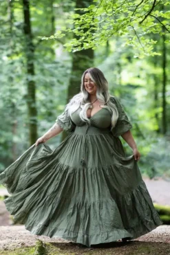 The TwoSisters Gypsy|Zomer-Tara Jurk Lang Mosgroen