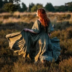 The TwoSisters Gypsy|Zomer-Tara Jurk Lang Mosgroen