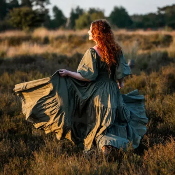 The TwoSisters Gypsy|Zomer-Tara Jurk Lang Mosgroen