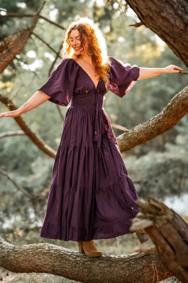 The TwoSisters Gypsy|Zomer-Tara Jurk Lang Paars