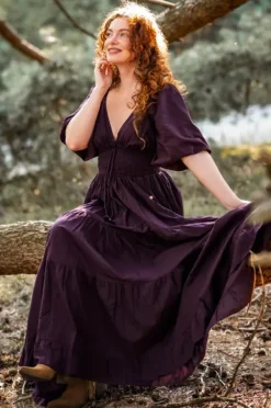 The TwoSisters Gypsy|Zomer-Tara Jurk Lang Paars