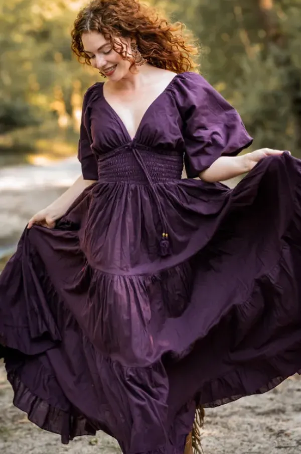 The TwoSisters Gypsy|Zomer-Tara Jurk Lang Paars