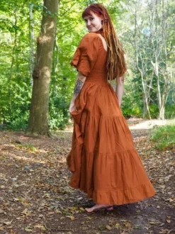 The TwoSisters Gypsy|Zomer-Tara Jurk Lang Warm oranje