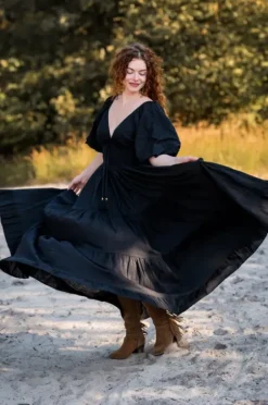 The TwoSisters Gypsy|Zomer-Tara Jurk Lang Zwart