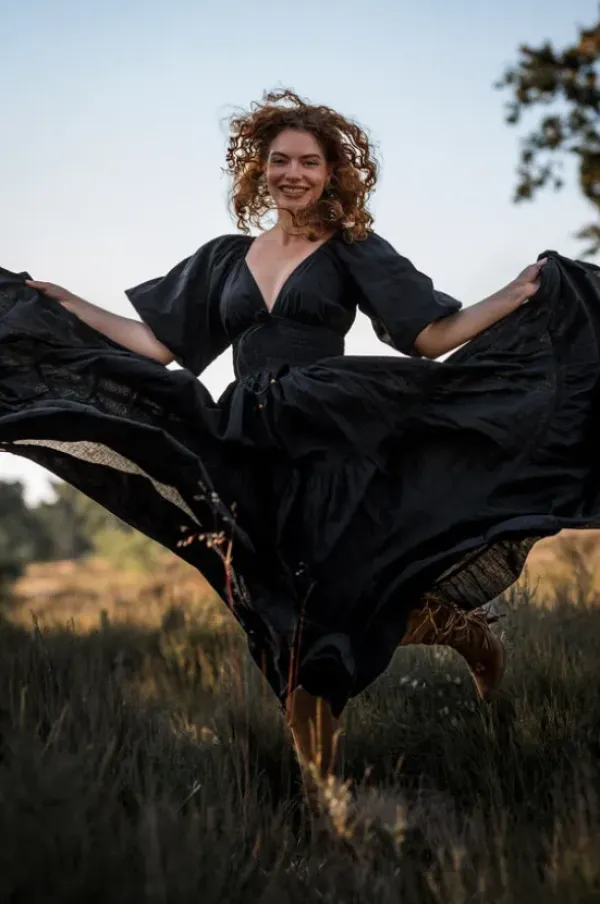 The TwoSisters Gypsy|Zomer-Tara Jurk Lang Zwart
