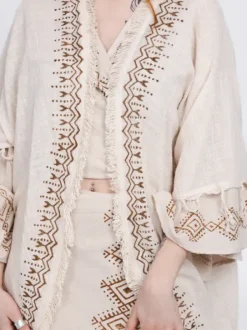 The TwoSisters Plus Size|Nomad Chic Collectie-Terra Soul Kimono Gebroken Wit