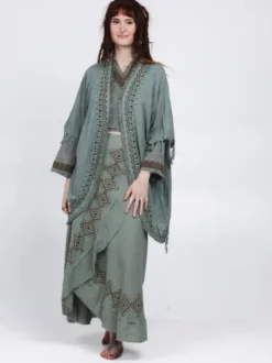 The TwoSisters Plus Size|Nomad Chic Collectie-Terra Soul Kimono Jadegroen