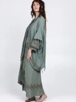 The TwoSisters Plus Size|Nomad Chic Collectie-Terra Soul Kimono Jadegroen