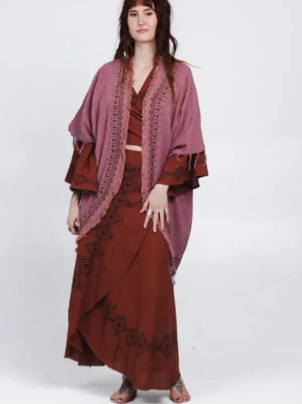 The TwoSisters Plus Size|Nomad Chic Collectie-Terra Soul Kimono Oud Roze