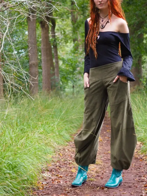 The TwoSisters Broeken|Broeken En Legging-Uma Broek Rib Groen