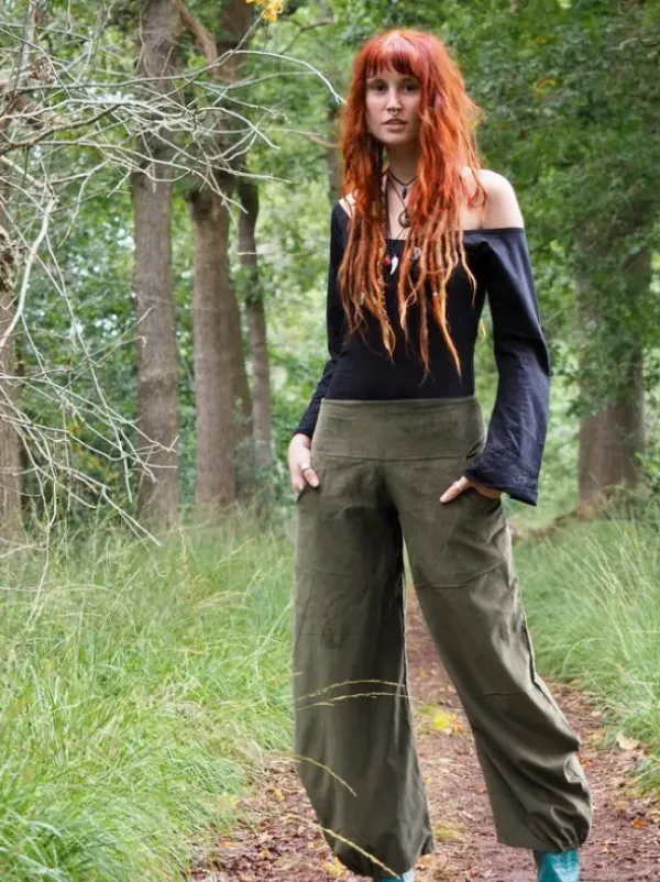 The TwoSisters Broeken|Broeken En Legging-Uma Broek Rib Groen