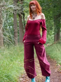 The TwoSisters Broeken|Broeken En Legging-Uma Broek Rib Marroon Rood