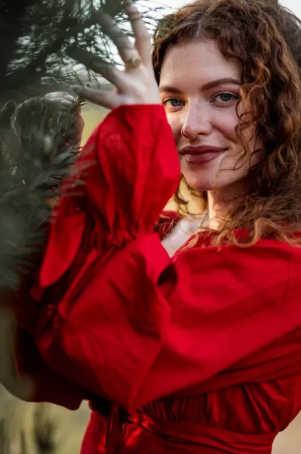 The TwoSisters Tops|Lange Mouw-Vaiana Boho Blouse Knalrood