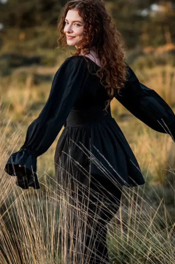 The TwoSisters Tops|Lange Mouw-Vaiana Boho Blouse zwart