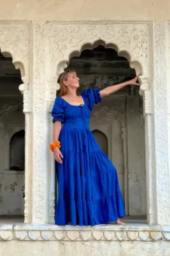 The TwoSisters Plus Size|Zwangerschapsjurk-Vaiana jurk Broderie koren blauw