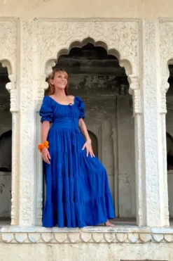 The TwoSisters Plus Size|Zwangerschapsjurk-Vaiana jurk Broderie koren blauw