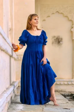 The TwoSisters Plus Size|Zwangerschapsjurk-Vaiana jurk Broderie koren blauw