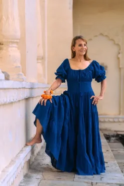 The TwoSisters Plus Size|Zwangerschapsjurk-Vaiana jurk Broderie koren blauw