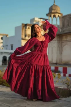 The TwoSisters Plus Size|Zwangerschapsjurk-Vaiana Lange Jurk Burgundy (t/m maat 56)