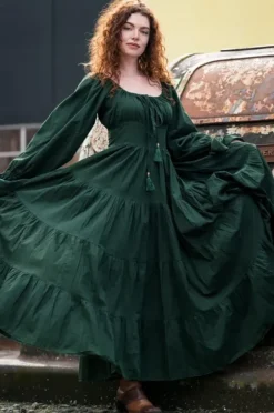 The TwoSisters Plus Size|Zwangerschapsjurk-Vaiana Lange Jurk Groen (t/m maat 60)