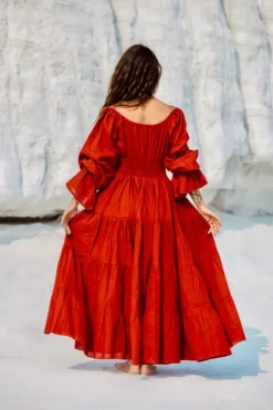 The TwoSisters Plus Size|Zwangerschapsjurk-Vaiana Lange Jurk Knalrood (t/m maat 60)