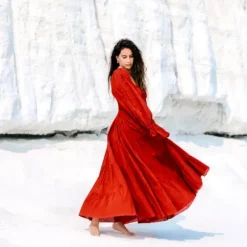 The TwoSisters Plus Size|Zwangerschapsjurk-Vaiana Lange Jurk Knalrood (t/m maat 60)