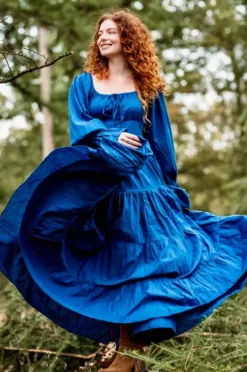 The TwoSisters Plus Size|Zwangerschapsjurk-Vaiana Lange Jurk Koren Blauw