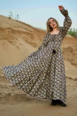 The TwoSisters Plus Size|Bohemian-Vaiana Lange Jurk Print Paars (t/m maat 60)