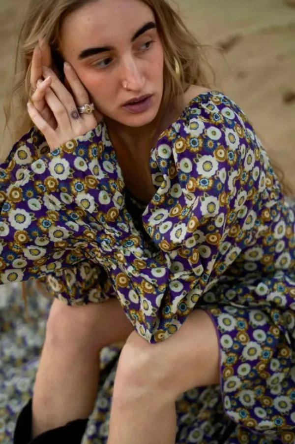 The TwoSisters Plus Size|Bohemian-Vaiana Lange Jurk Print Paars (t/m maat 60)