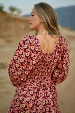 The TwoSisters Plus Size|Bohemian-Vaiana Lange Jurk Print Rood (t/m maat 60)