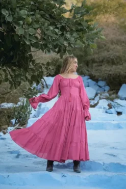 The TwoSisters Plus Size|Zwangerschapsjurk-Vaiana Lange Jurk Roze (t/m maat 56)