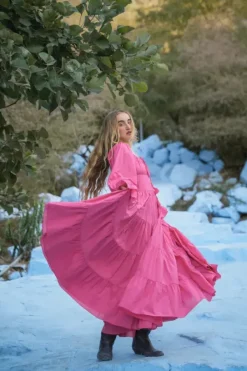 The TwoSisters Plus Size|Zwangerschapsjurk-Vaiana Lange Jurk Roze (t/m maat 56)