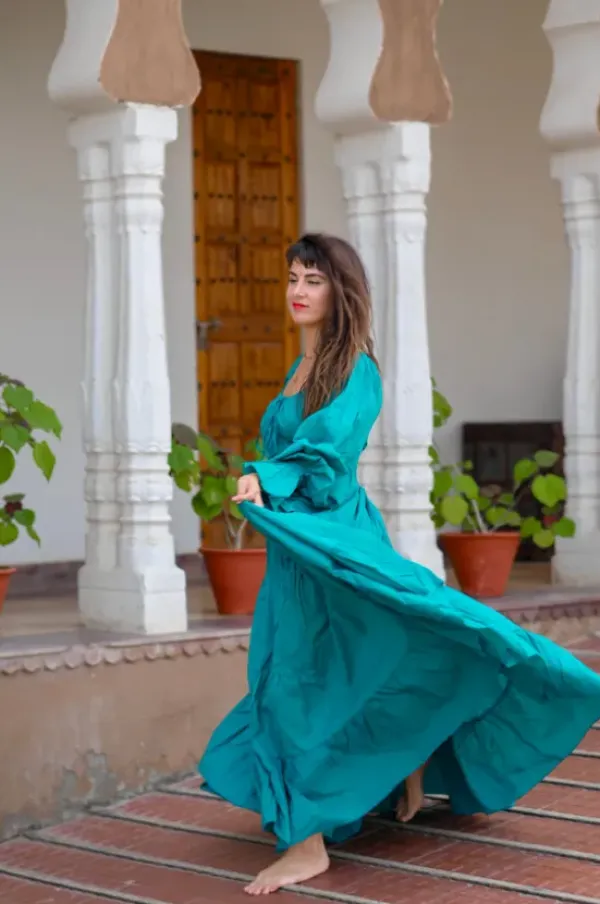 The TwoSisters Plus Size|Zwangerschapsjurk-Vaiana Lange Jurk Turquoise
