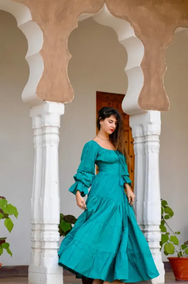 The TwoSisters Plus Size|Zwangerschapsjurk-Vaiana Lange Jurk Turquoise