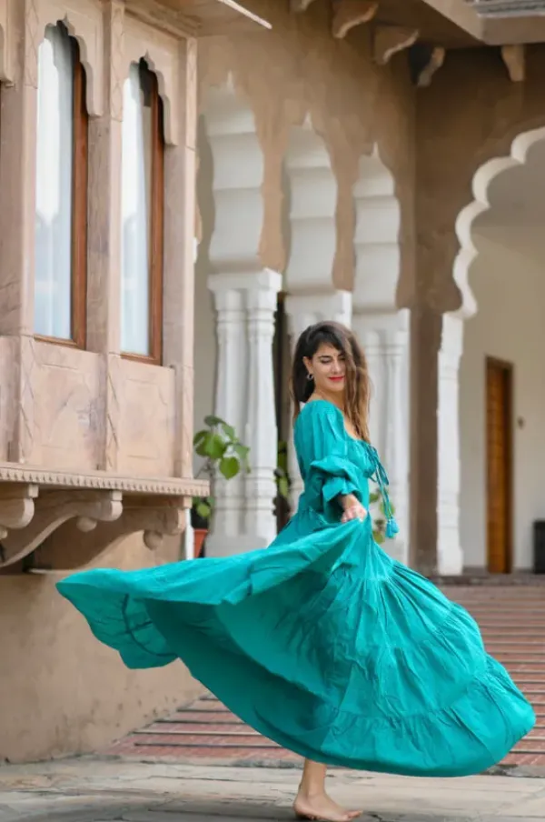 The TwoSisters Plus Size|Zwangerschapsjurk-Vaiana Lange Jurk Turquoise