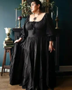 The TwoSisters Plus Size|Zwangerschapsjurk-Vaiana Lange Jurk Zwart (t/m maat 60)