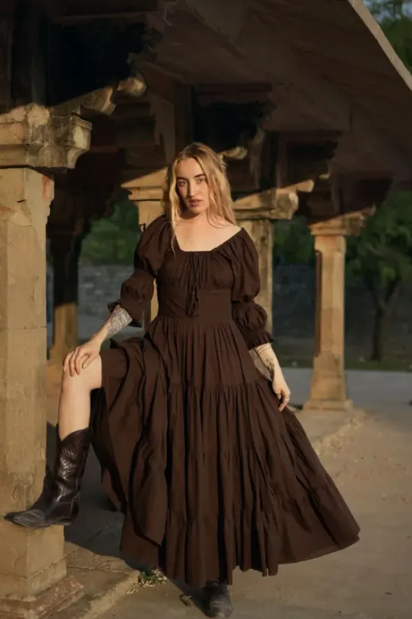 The TwoSisters Plus Size|Zwangerschapsjurk-Vaiana Zomerjurk Donkerbruin