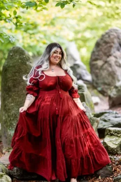 The TwoSisters Plus Size|Zwangerschapsjurk-Vaiana Zomerjurk Warm Rood